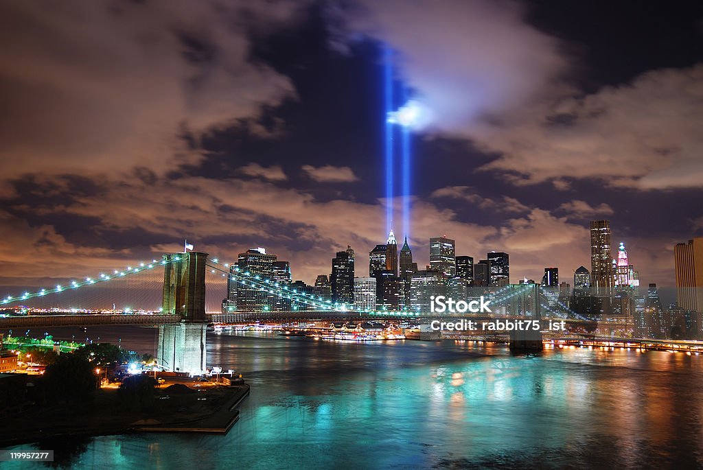 ニューヨークシティの夜景 - 9.11 アメリカ同時多発テロ事件のロイヤリティフリーストックフォト