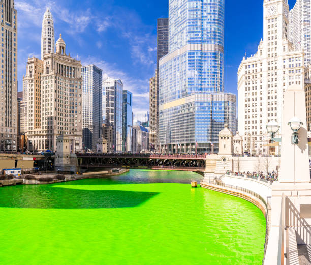 istock Dyeing River Chicago St' Partick Day. 1199573083