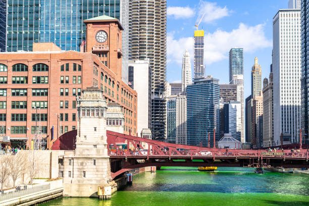 istock Dyeing River Chicago St' Partick Day. 1199573602