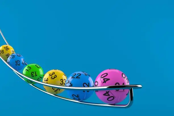 Lottery balls isolated on blue background. 3d illustration