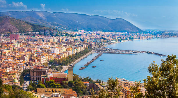 View of Salerno and the Gulf of Salerno Campania Italy View of Salerno and the Gulf of Salerno Campania Italy southern italy photos stock pictures, royalty-free photos & images