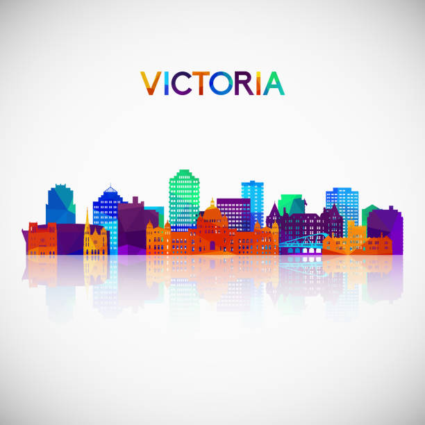 ilustrações de stock, clip art, desenhos animados e ícones de victoria skyline silhouette in colorful geometric style. symbol for your design. vector illustration. - victoria british columbia