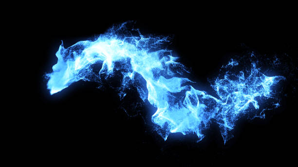 istock Fire and Ice Concept Design with spark. 3d illustration.