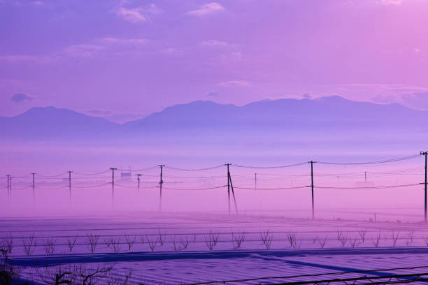 You can see the mountains in the fog.