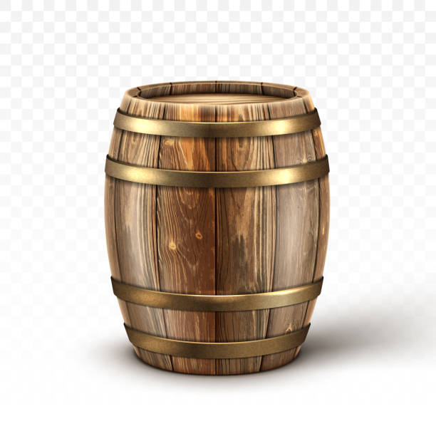 illustrations, cliparts, dessins animés et icônes de baril en bois réaliste de vecteur pour le vin ou la bière - oak barrel