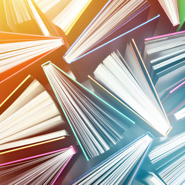 Top View of Fanned Out Books Abstract Pattern