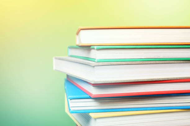 Close-up on a Stack of Colourful Books.