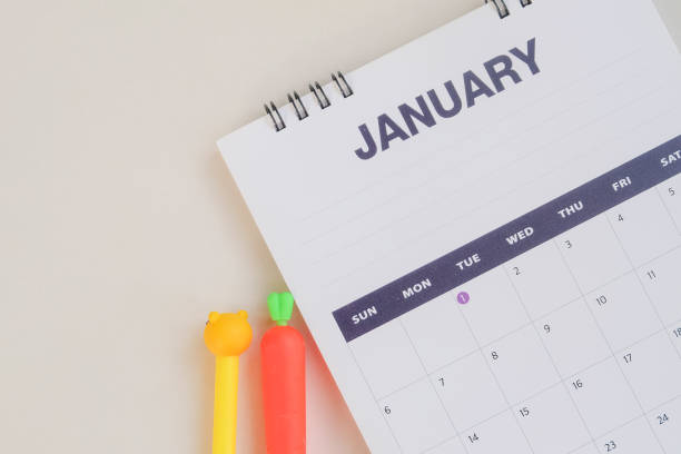 istock Close up Calendar January on white tone. 1199587784