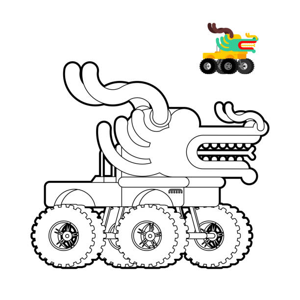Monster Truck Dragon Tô Màu Cuốn Sách Xe Động Vật Trên Bánh Xe Lớn Minh Họa  Vector Hình minh họa Sẵn có - Tải xuống Hình ảnh Ngay bây giờ - iStock