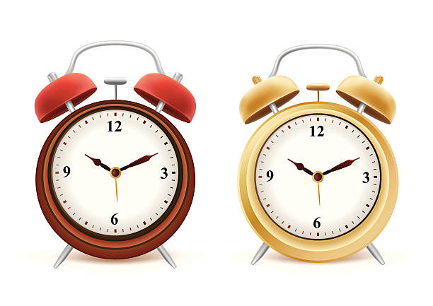알람 시계 - white background color image alarm clock deadline stock illustrations