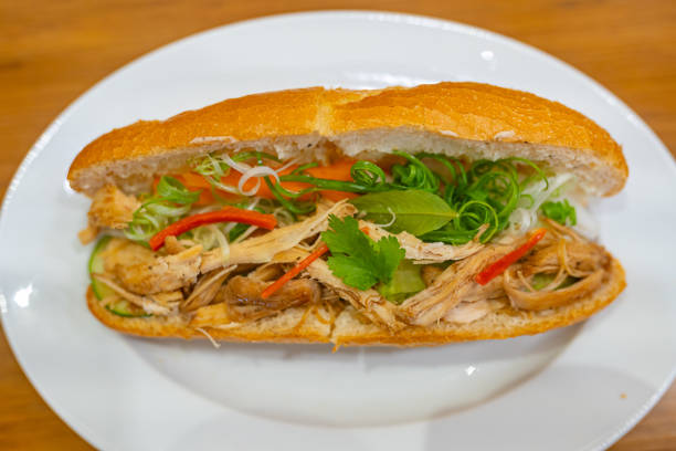 Vietnam Chicken meat sandwich and chili pepper- Banh Mi