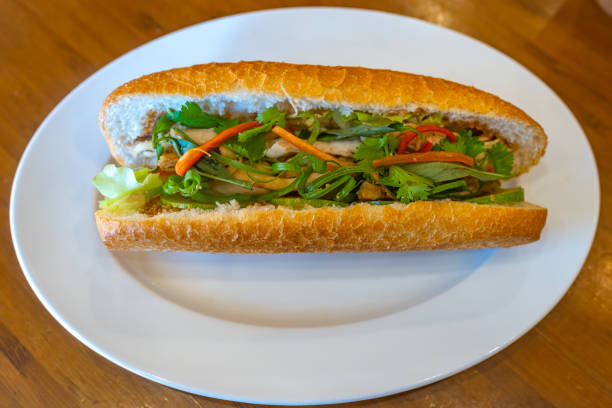 istock Vietnamese sandwich with chicken meat and scallion- Banh Mi 1199598687
