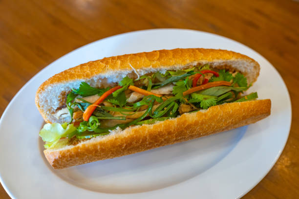 istock Crispy Vietnamese shredded chicken meat sandwich- Banh Mi 1199598742