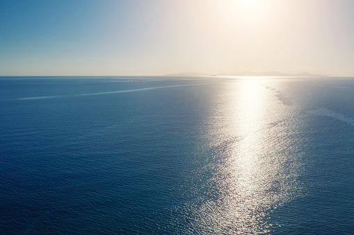 Aerial view of beautiful ocean and sky background