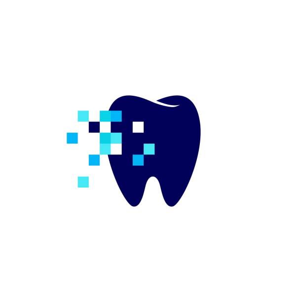 dental pixel tech vector icon illustration dental pixel tech vector icon illustration dentist logos stock illustrations