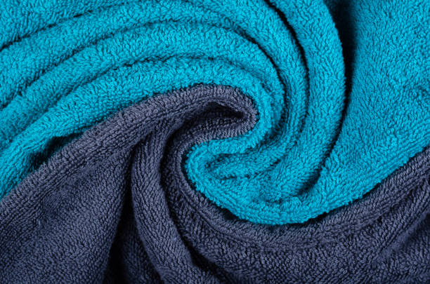 istock Blue towel fabric texture, top view photo. 1199608813