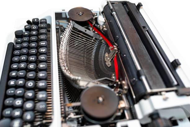 istock Classic, manual typewriter in white with a German keyboard layout, isolated on a white background with a clipping path. 1199609588