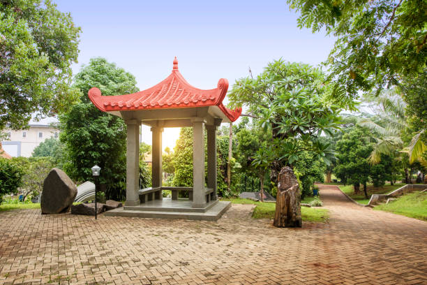 istock Chinese gazebo building on the park 1199611597