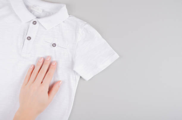 istock Textile, shirt composition on color background. Flat lay. 1199613130