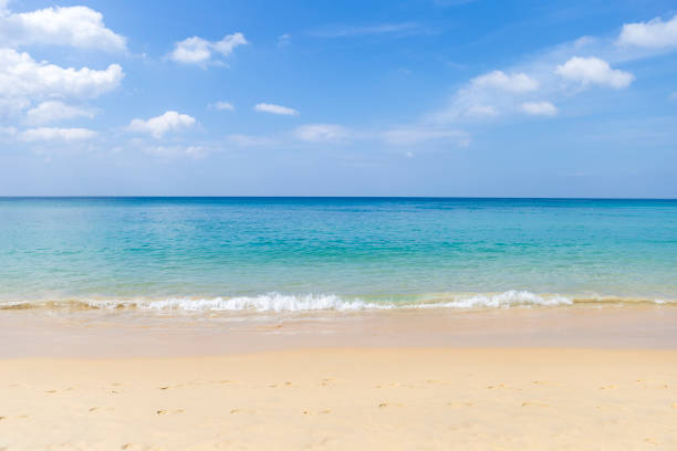 istock Peaceful beach with blue sky and blue sea, relaxing by the beach 1199614875