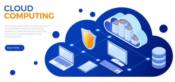 illustrations, cliparts, dessins animés et icônes de technologie cloud computing isometric - computer storage compartment connection order