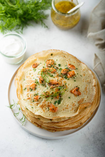 istock Pancakes with salmon and herbs 1199615424