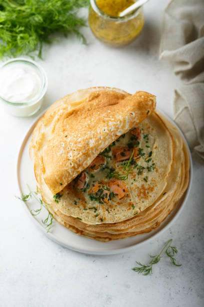 istock Pancakes with salmon and herbs 1199616194