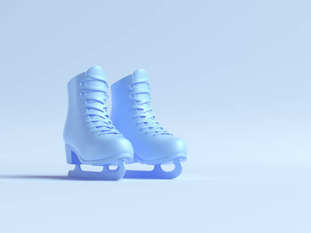 istock Blue Figure Skates. Creative layout on pastel blue background. 3d render 1199616265