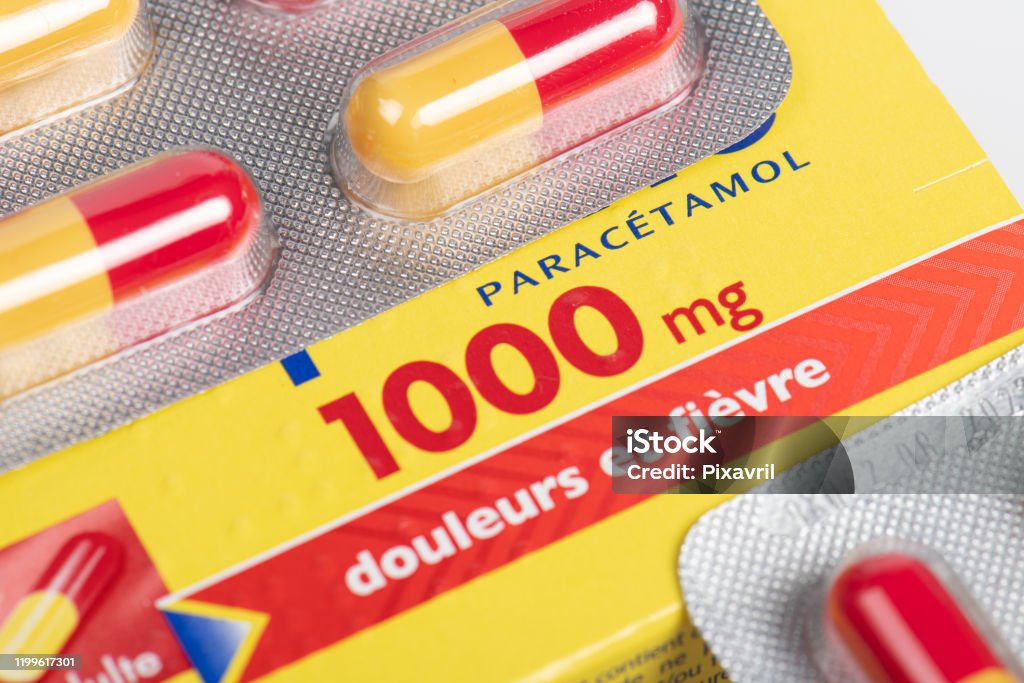 Paracetamol smärta och feber medicinering Box - Royaltyfri Paracetamol Bildbanksbilder