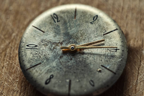 istock Time on vintage watch, close up 1199617524