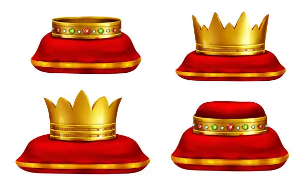 Vector illustration of King or queen headwear realistic vector collection