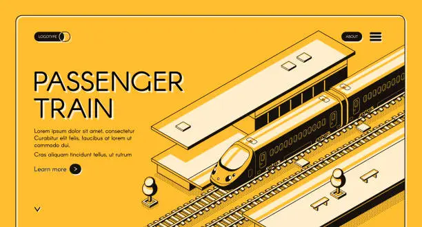 Vector illustration of Travel with speed railway vector website template