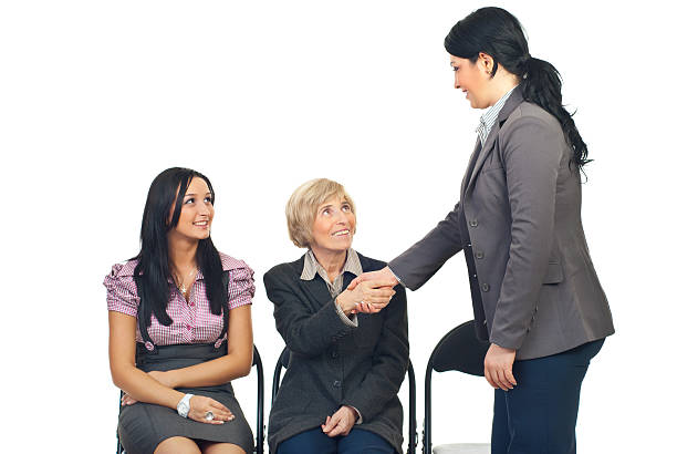 istock Business woman make acquaintance 119961933