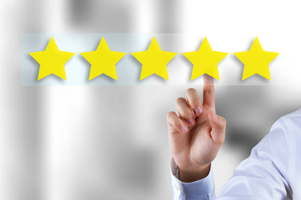 istock Businessman touching five stars, five stars rating 1199624893