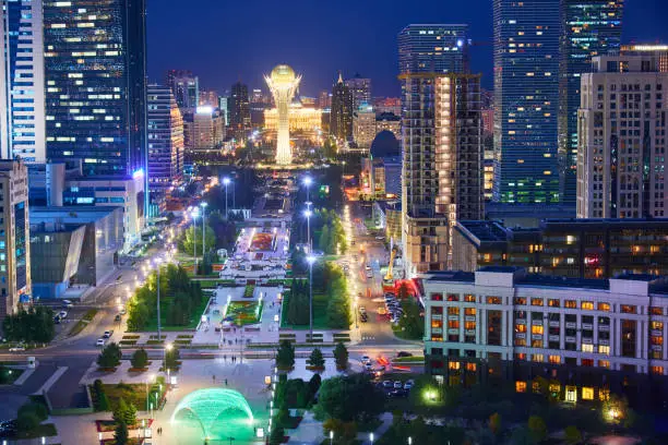 Center of the Nur-Sultan city, the capital of Kazakhstan.