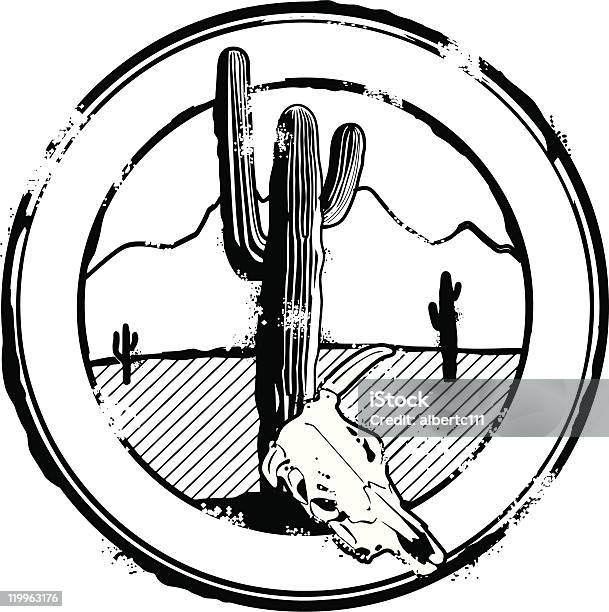 Great American Desert Pieczęć - Stockowe grafiki wektorowe i więcej obrazów Kaktus - Kaktus, Grafika wektorowa, Karnegia olbrzymia