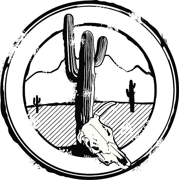грейт американ пустыня печать - nevada desert landscape cactus stock illustrations