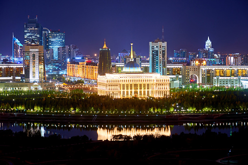 Center of the Nur-Sultan city, the capital of Kazakhstan.\nNur-Sultan is the capital of Kazakhstan.