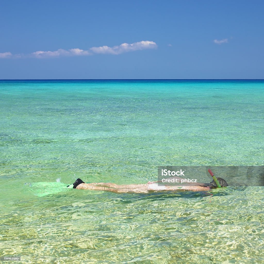 snorkeling snorkeling woman in Caribbean sea, Cuba Cuba Stock Photo