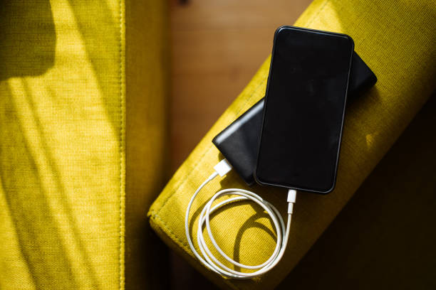 istock Charging smartphone from portable charger 1199637265