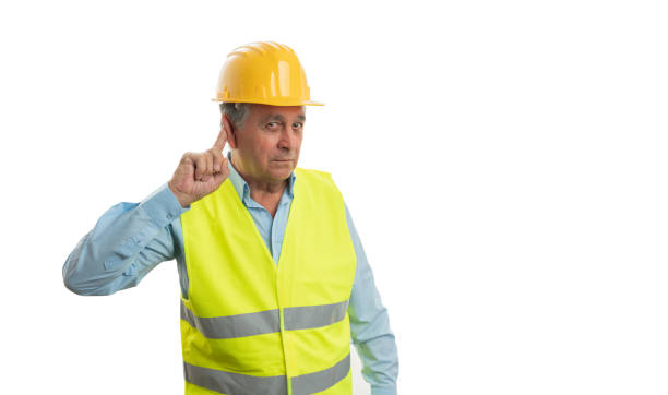 istock Man touching ear as listening 1199646635