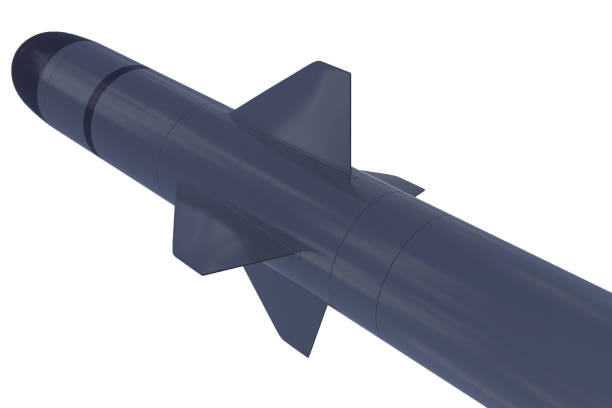 istock Military tactical missile, side view from below. 1199648854