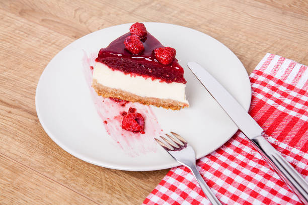 Raspberry Cheesecake on a plate.