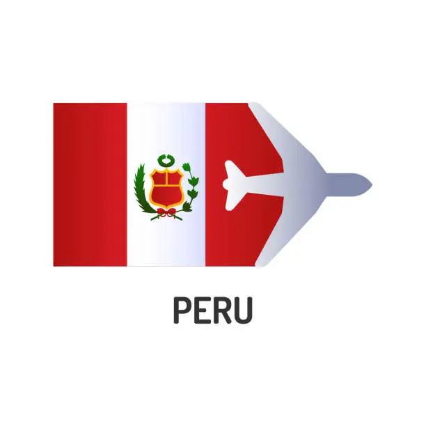 Photo of Flag of Peru color line icon. Airline network. International flights. Popular tourist destination. Pictogram for web page, mobile app, promo. UI UX GUI design element. Editable stroke.