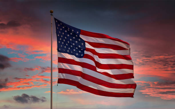 istock Large American Flag at Sunset 1199660601
