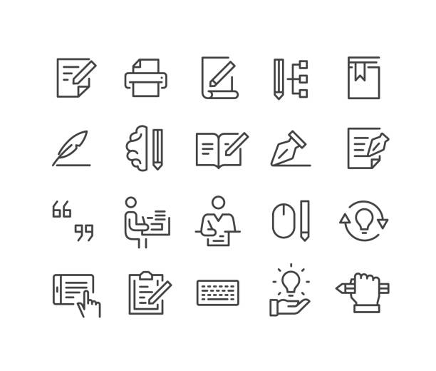 Copywriting Icons - Classic Line Series Copywriting, writing activity icons stock illustrations