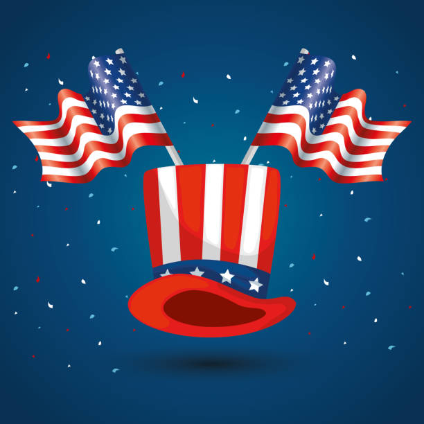 istock Hat and flags of usa happy presidents day vector design 1199662917