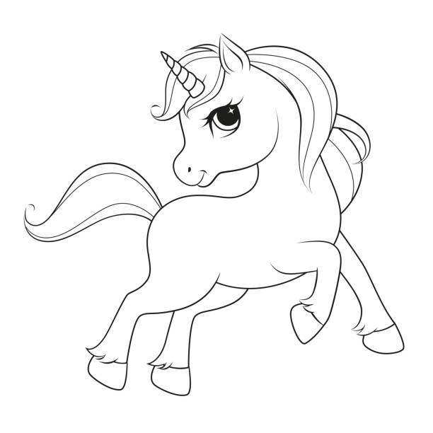 Cute Cartoon Unicorn Black And White Vector Illustration For Coloring Book Stock Illustration - Download Image Now - iStock Cute Cartoon Unicorn Black And White Vector Illustration For Coloring Book Stock Illustration - Download Image Now - iStock