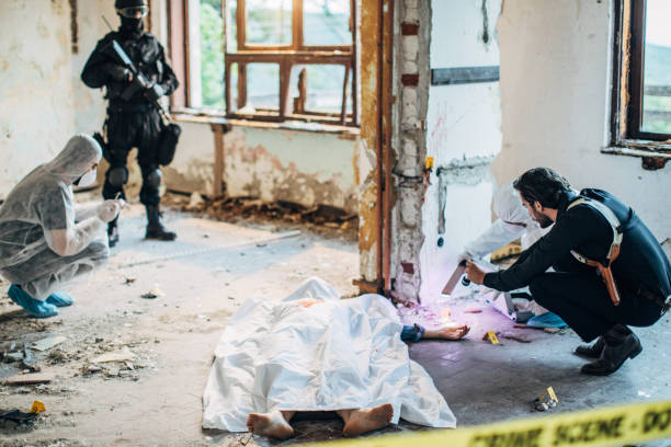 istock Detective, forensics and special forces at the murder scene 1199665035