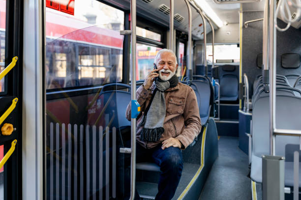 istock Senior Man Riding In A Bus 1199666594